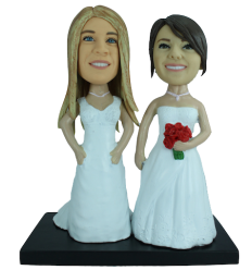 Custom lesbian wedding bobbleheads 