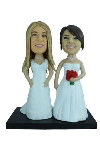 Custom lesbian wedding bobbleheads 