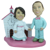 Figurine personnalisée mariage "Mr et Mme Toons à l église"