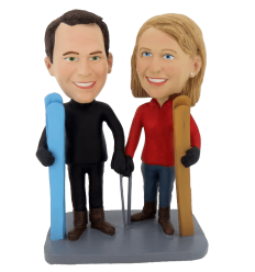 Figuras personalizadas de pareja esquiadores