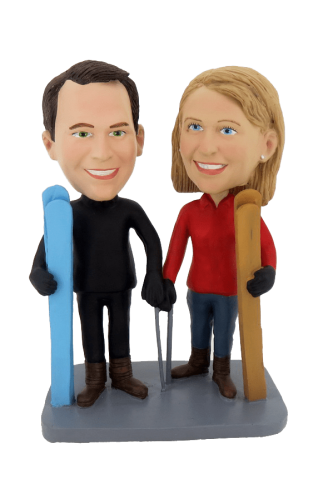 Figuras personalizadas de pareja esquiadores