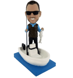 Figurine personnalisée pêche en bateau