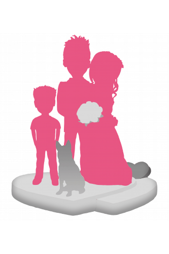Figurine personnalisée de mariage (100%) + 1 enfant + 1 animal