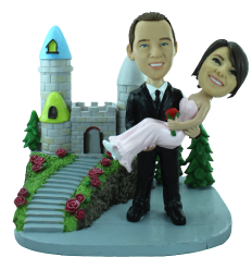 Figurine personnalisée mariage devant un château