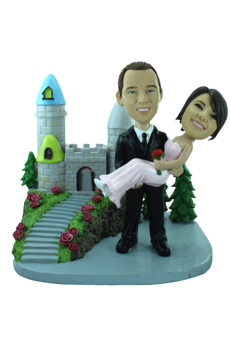 Custom wedding bobblehead with castle